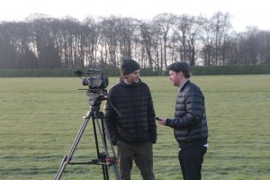 (left to right) Mr Harry Law and Mr Max Law filming on location in Newmarket