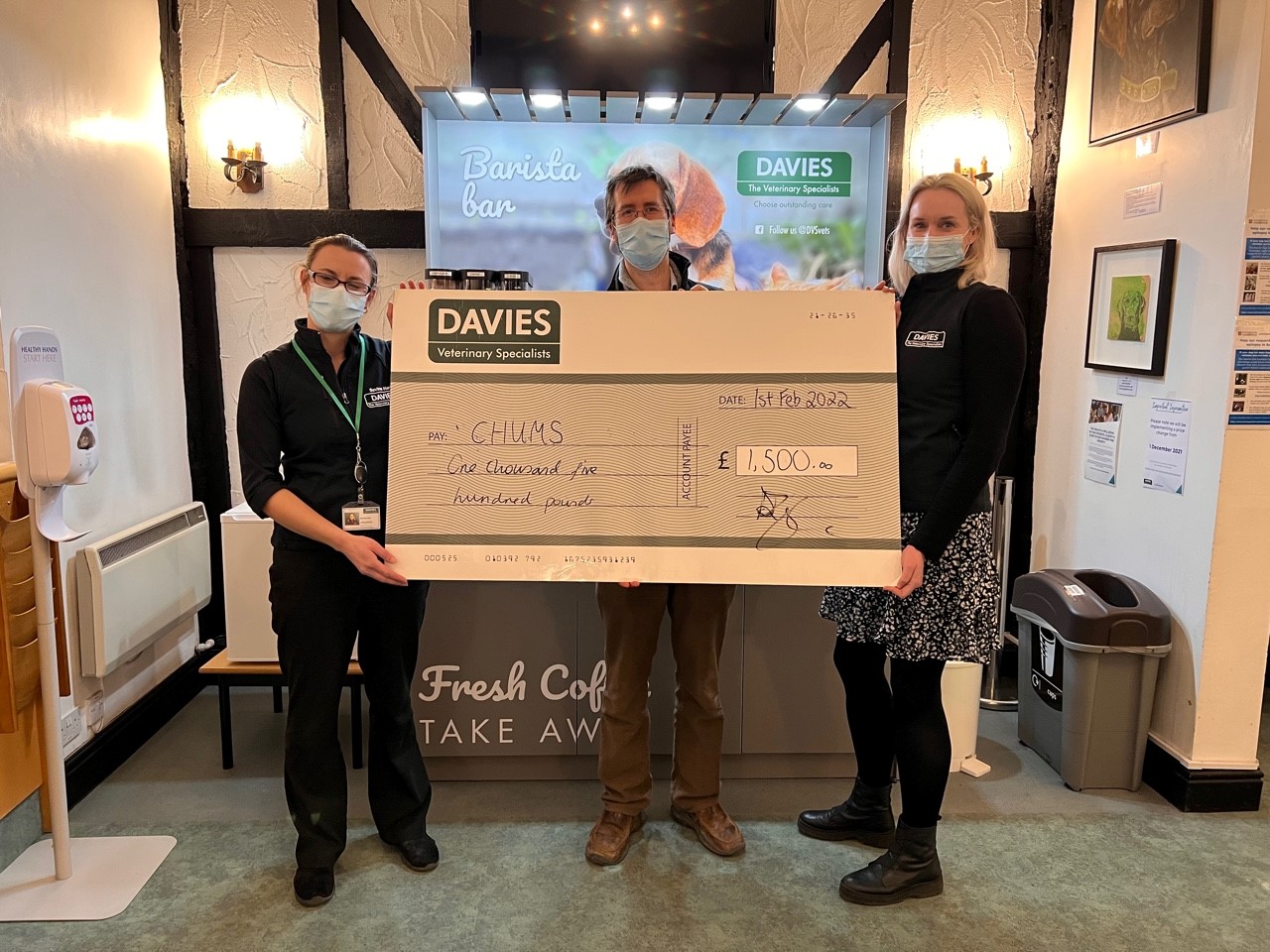 Davies donates £1500 to local charity CHUMS